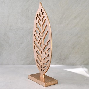 Sculpture élégante en bois et métal, objet décoratif artistique pour la maison, le salon, le bureau et la présentation sur table, bois moderne - Product Image 1