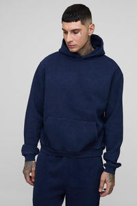Ensemble survêtement homme bleu marine, sweat à capuche et pantalon de jogging, vêtements de sport décontractés en polaire, tenue de sport hiver deux pièces - Product Image 3