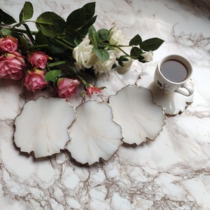 Unique Epoxy Resin <b>White</b> <b>coaster</b> for Home & Restaurants Use Resin <b>Coasters</b> for Coffee Tea Drink for Party Ware Use - Product Image 6