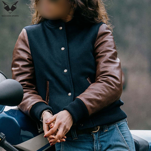With Wholesale Rate Make Your Own Casual Loose Fit Contrast Color Star Print Spring Autumn College Baseball Varsity Jackets - Product Image 6