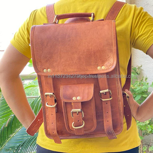 Sac à dos en cuir marron pour femmes, deux en un, Vintage, sacoche, unisexe, collection - Product Image 3