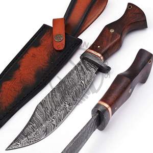 Nouvelle édition, couteau de chasse d'extérieur à lame fixe de 12 pouces, fait main, en acier Damas, type Bowie, avec manche en bois de rose, couteau de survie et de camping - Product Image 2
