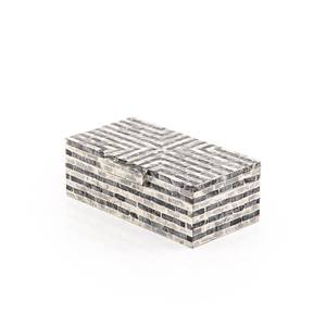 Boîte de rangement rectangulaire en nacre avec incrustation gris-blanc, design de haute qualité, boîte en nacre de luxe, boîte décorative en nacre. - Product Image 1