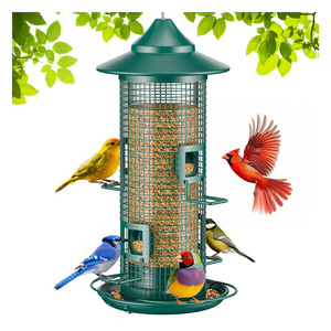 Mangeoire à oiseaux suspendue multifonction en métal avec toit, design résistant à la pluie et à la rouille pour les oiseaux sauvages du jardin - Product Image 2