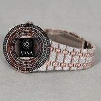 Montre automatique pour homme haut de gamme en or rose et argent, entièrement sertie de diamants Moissanite, style entièrement serti de diamants, en acier inoxydable