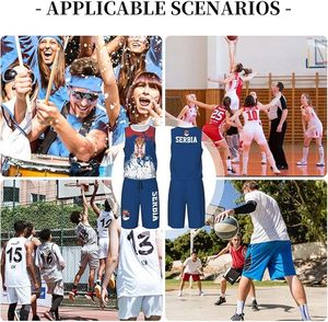 Uniforme de Baloncesto con Diseño de la Bandera de Serbia para Hombres Adultos, Conjunto Deportivo de Entrenamiento - Product Image 5