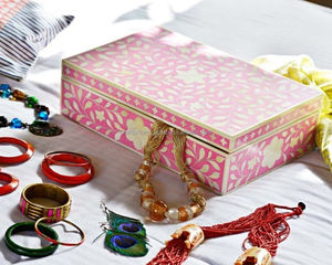 Caja de resina con incrustaciones de hueso, diseño Simple, forma Rectangular, excelente calidad para organización de joyería, decoración por CH - Product Image 2