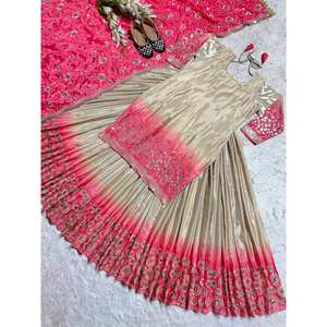 Beau haut de travail brodé à plusieurs aiguilles Lehenga et Dupatta pour vêtements de mariage - Product Image 2