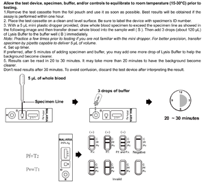 말라리아 P.f. P.v. 콤보 항원 검사 키트 |   전염병 지역을 위한 빠른 가정/POCT 검사 |   신뢰할 수 있는 이중 감지 - Product Image 4