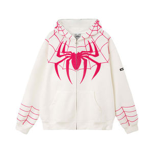Sudadera con capucha de diseñador personalizada, estilo Y2K, con diseño de araña, holgada, unisex, de punto, estilo hip hop, bordada, con cremallera completa, para hombre - Product Image 2