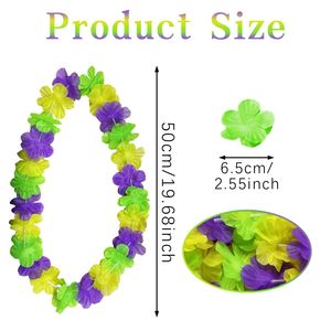 Paquete de 24 Collares de Flores Hawaianas para Mardi Gras, Decoraciones y Recuerdos para Fiestas de Mardi Gras - Product Image 4