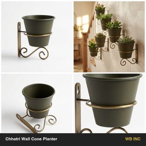 Handmade Olive Brass 16cm Iron <b>Wall</b> Planter for Home <b>Decor</b> & Weddings - Product Image 6