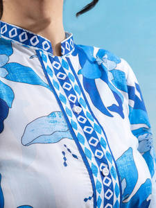 Vestido Midi Elegante para Mujer, Informal, para Fiesta, Noche, Ocasiones Especiales, Uso Diario, Estampado Floral, Cuello Alto, Manga Larga, Largo Midi - Product Image 2