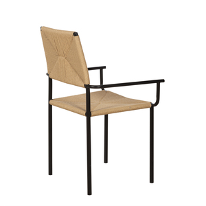 Chaise de salle à manger scandinave en bois légère capitonnée avec assise en rotin et dossier moderne, mobilier pour entrée d'appartement et maison - Product Image 3
