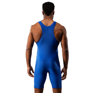 Singlet de Lucha Libre Personalizado de Alta Calidad, Azul, con Logotipo Digital Impreso, 100% Poliéster, Secado Rápido, Transpirable, Talla Grande para Adultos, 220g - Product Image 3