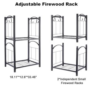 Steel <b>Log</b> <b>Holder</b> Rectangle Powder Coated Firewood Storage Classic Style Outdoor Indoor Use - Product Image 4