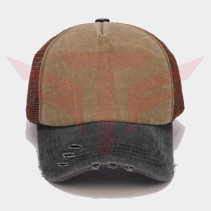 Gorra Trucker de Lona Sólida Tactus Industries, Ajustable, de 6 Paneles, Estilo Vintage Desgastado, Unisex, Casual, 100% Poliéster, Color Cobre Dorado - Product Image 1