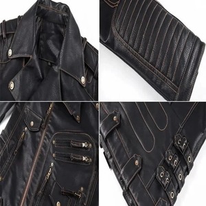 เสื้อแจ็คเก็ตหนังผู้ชายสไตล์คาเฟ่เรเซอร์ - หนังวัวแท้ - Product Image 2