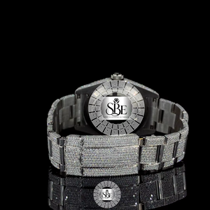 Reloj de Cuarzo Personalizado para Hombre, Estilo Hip Hop, Acero Inoxidable, 41MM, Moissanita, Caja Cuadrada, Cristal de Zafiro de 10mm, Correa de 21mm, 3BAR - Product Image 3