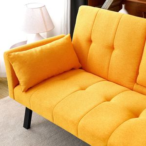 Divano Letto Multifunzionale in Cotone e Lino da 70 Pollici con Design Pieghevole, Portabicchieri e Vano Laterale per Trasformare Istantaneamente il Soggiorno - Product Image 6