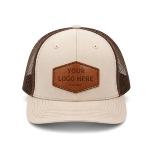 Casquette Trucker en Coton Sergé avec Patch en Cuir et Dos en Maille, Personnalisable OEM, Vente en Gros, Fabricant de Marques Privées pour l'Extérieur - Product Image 1