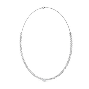 Collar Minimalista con Bisel de Diamantes Cultivados en Laboratorio, Corte Esmeralda Redondo, 16 Pulgadas - Product Image 2