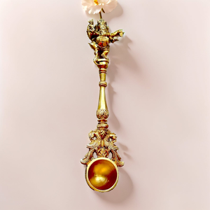 Cuillère à Havan du Dieu Ganesha pour les rituels de Puja hindoues, finition or antique, louche décorative religieuse, artisanat indien traditionnel - Product Image 4