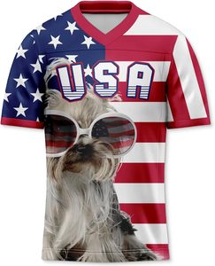Performance Men's Mesh V-Neck Fabric <b>Referee</b> Short Sleeve Shirt Football USA Flag - Product Image 5