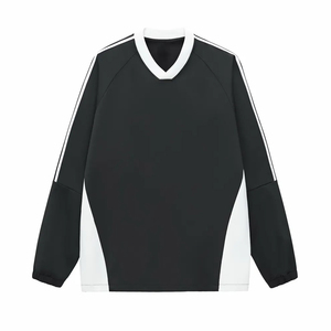 Nouvelle chemise à manches longues col en V style preppy 285 g/m² patchwork coloré, personnalisable avec logo imprimé, taille 3XL, pour université et collège - Product Image 1