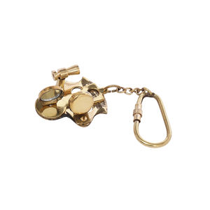 Porte-clés rond vintage en laiton fait main Shubham, doré, pour sac, sac à dos Sextant - Design unique antique, souvenir, lot de 1 - Product Image 1