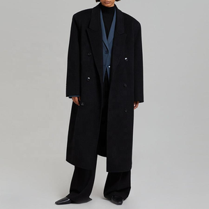 Abrigos de lana largos sin cuello para mujer, chaqueta de invierno para mujer - Product Image 6