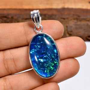 Colgante de ópalo triple australiano, joyería bohemia hecha a mano en plata de ley 925, regalo para mujer - Product Image 1