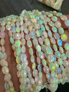 Perles ovales facettées en opale de feu éthiopienne naturelle 4x6-6x9mm, pierres précieuses chatoyantes pour la fabrication de bijoux, brin de 16 pouces, prix de gros - Product Image 4