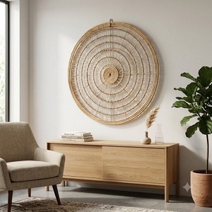 Rattan Wall <b>Shelf</b> Circular Bohemian Home Decor Floral Pattern Living Room Wall <b>Hanging</b> Living Room Spiritual Rattan Basket - Product Image 3