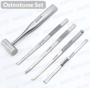 Kit d'osteotomes manuels de qualité médicale, ciseaux à os droits et courbés pour la chirurgie plastique et la chirurgie reconstructive |   Rhinoplastie - Product Image 5