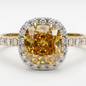 Cushion & Round Diamond Ring in 14K Yellow Gold | 1.00 CT Women's Fine Jewelry - Product Image 1