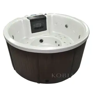 Baignoire à Led ronde en bois pour 5 personnes, 1.9m, bain de torsadée, Led pour Massage à l'air, livraison gratuite