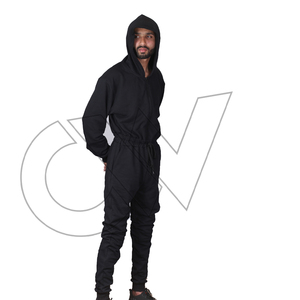 Chándal con Capucha Negro Sólido para Hombre, Diseño de Última Moda, Cierre Frontal Completo, Ropa Casual con Bolsillos Laterales, Corte Regular, Otoño - Product Image 3