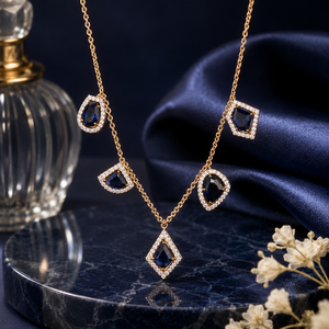 Colgante de Lujo en Oro Rosa de 18K con Piedras Polki Azules Premium, Microcristales Brillantes Americanos para Uso Diario Femenino - Product Image 1
