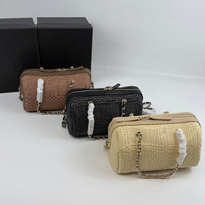 New Arrival Women Embossed Straw Waterproof <b>Square</b> Beach Tote Crossbody Shoulder Bag Modern Soft Vintage Logo Casual Handbag - Product Image 1