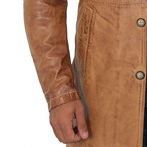 Gabardina Larga de Cuero Genuino para Hombre con Logotipo Personalizado, Proveedor Mayorista de Calidad Premium, Nuevo Diseño - Product Image 4