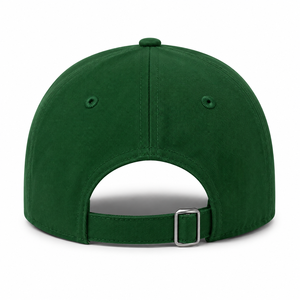 Casquette de baseball verte à 6 panneaux, logo lettre gaufré imprimé par transfert thermique sur le panneau avant, casquette décontractée ajustée unisexe adulte en coton - Product Image 2