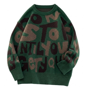 Suéter de punto personalizado para hombre, cuello redondo, estilo urbano americano, corte holgado, manga larga, jersey informal para otoño e invierno, venta al por mayor de fábrica - Product Image 1