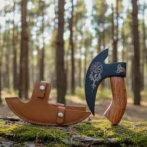 Couteau à pizza Viking en acier de haute qualité, hache pour le camping, découpe de viande et de pizza, vente en gros, professionnel, personnalisé, fait main, très demandé - Product Image 1
