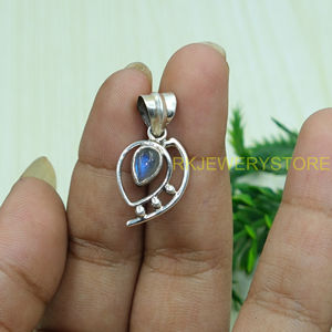 Collier pendentif en labradorite bleue, pierre précieuse, argent sterling 925, pendentif statement, bijoux en labradorite, cadeau pour femme - Product Image 4