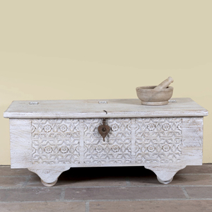 Unique Mango Wood <b>With</b> Iron Fittings <b>Storage</b> Box Feature Original Hand Carving Solid Wooden Home Villa Living Room <b>Coffee</b> <b>Table</b> - Product Image 2