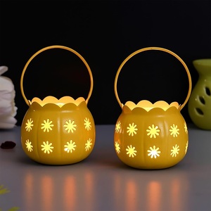 <b>Set</b> of 2 Metal Tealight Candle Holders with Handle <b>Lantern</b> for Home Decor Festive Lighting Wedding & Diwali Decoration Holders - Product Image 5