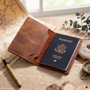 Professional Genuine Leather Passport Holder RFID Travel <b>Wallet</b> <b>Document</b> Organizer Card Slots Custom Logo in reasonable price - Product Image 1