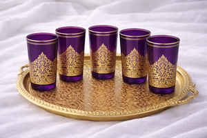 Verres à thé Moorish Tea à motif floral / Ensemble de 6 tasses à thé arabes - Product Image 2