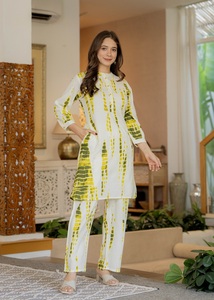 Pantalones de Algodón con Estampado Tie Dye Amarillo para Mujer, Corte Holgado, Estilo Casual Étnico, Estilo India Pakistán, Ropa de Verano - Product Image 5